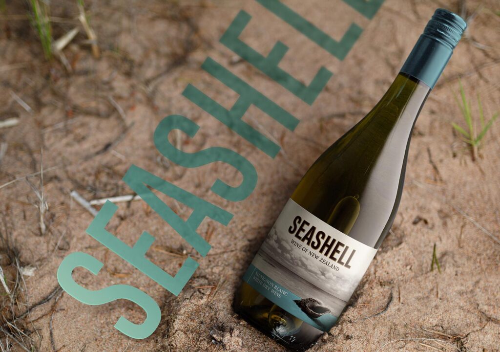 projekt etykiety na wino seashell studio graficzne